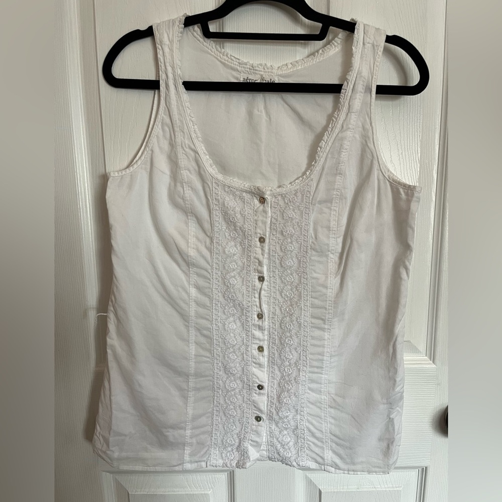 Vintage Aeropostale white cotton tank top with lace